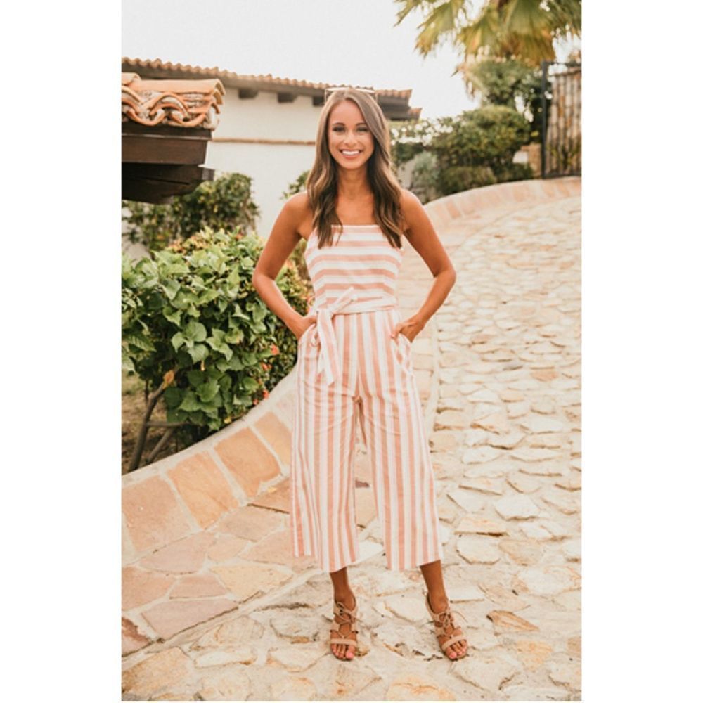 Main Strip Keep Your Love Striped Jumpsuit Mauve L